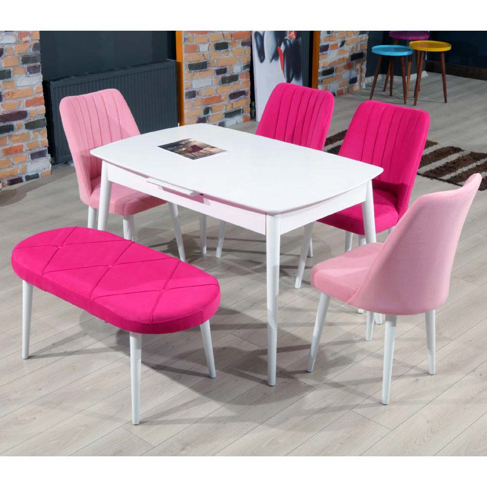 mutfak masası modelleri 2021 10 pembe mutfak masasi takimi