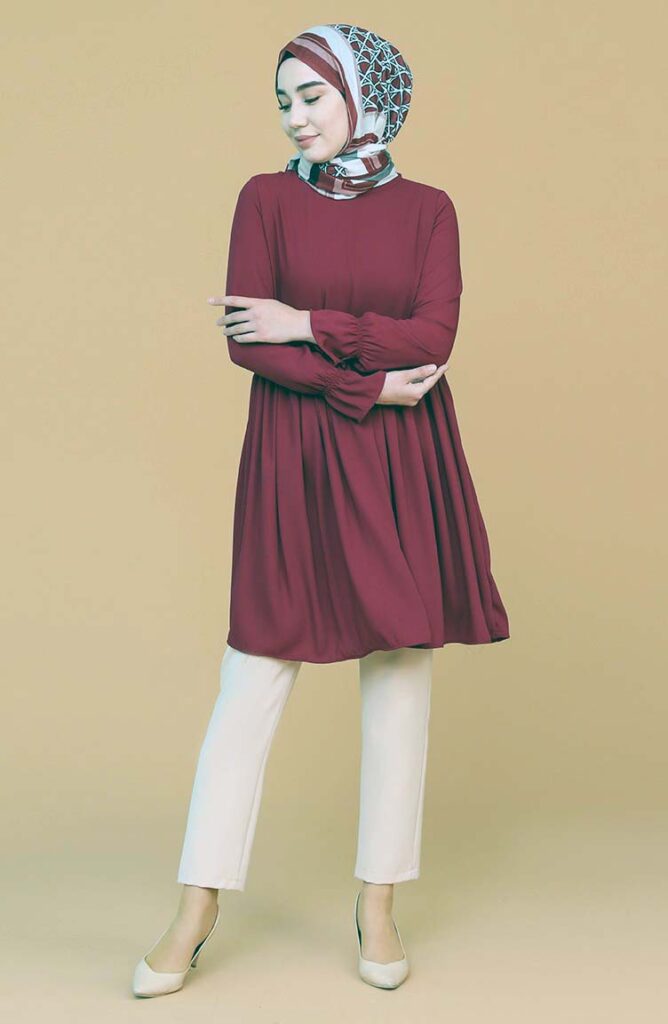 sefa merve kirmizi tunik modeli