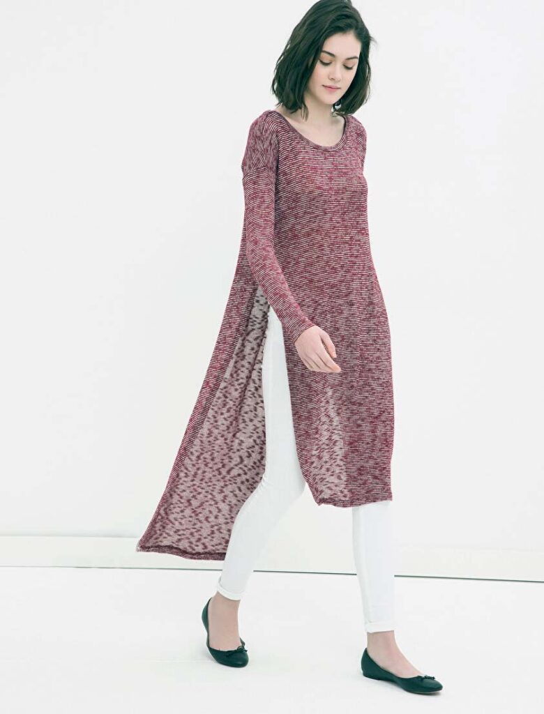 yandan yirtmacli uzun tunik