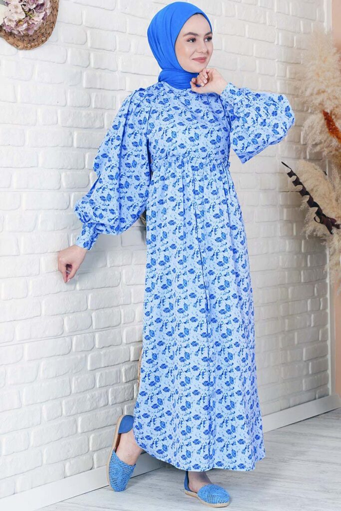 balon kol tesettur elbise