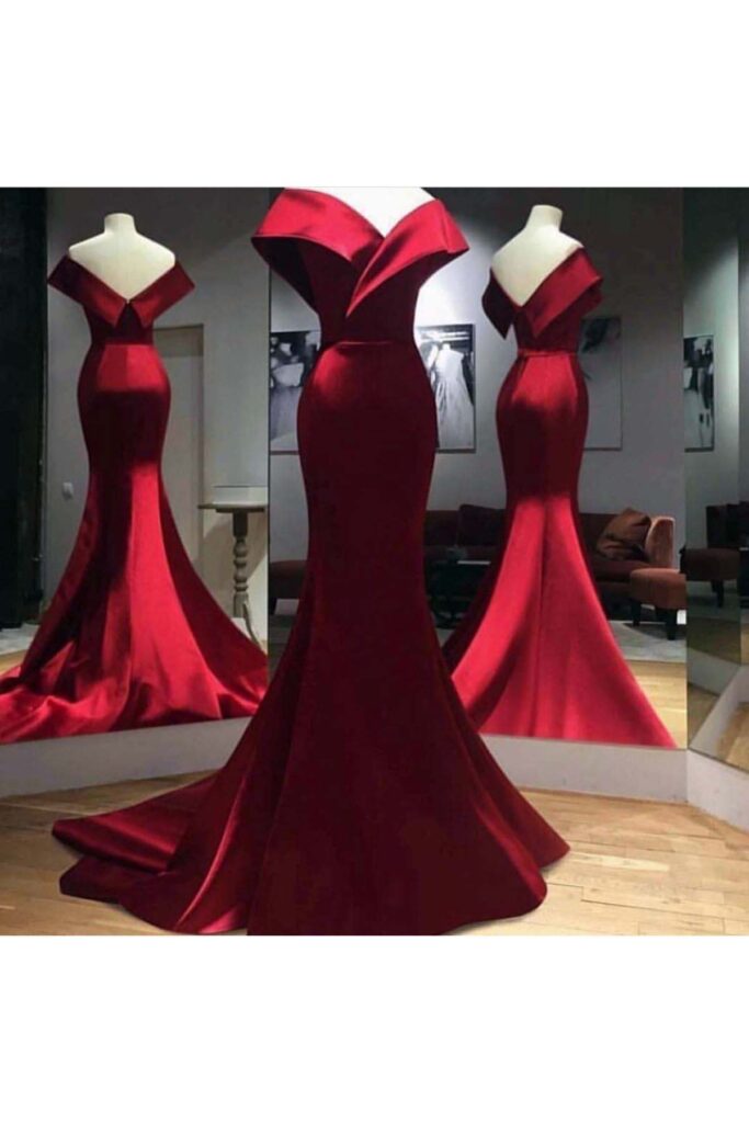 bordo balik model kirmizi kina elbisesi 1