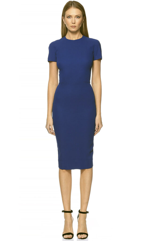 kisa kollu midi elbise