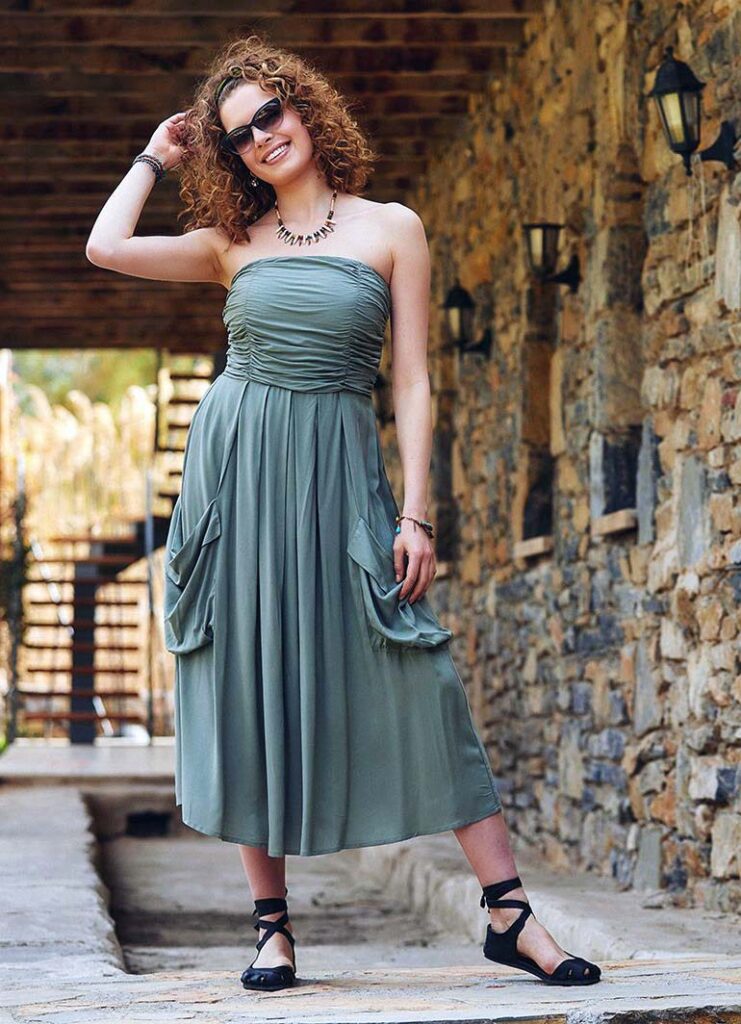 klos yesil yazlik elbise