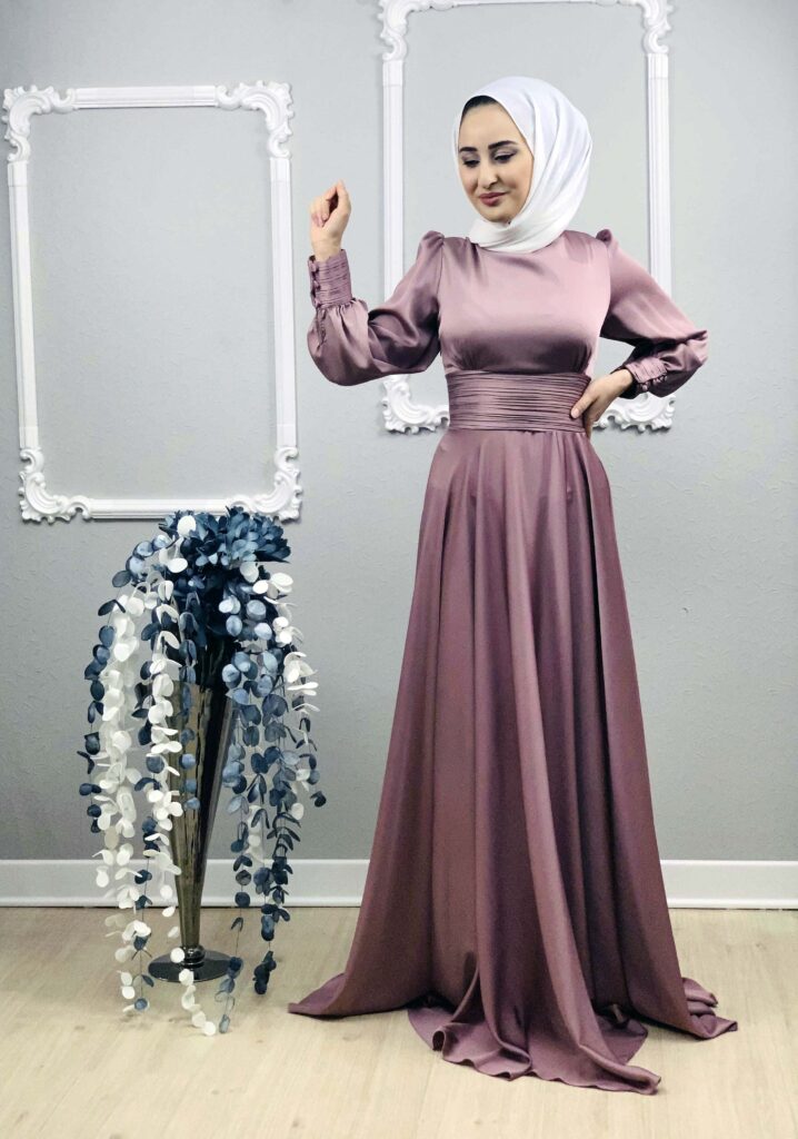 tesettur saten elbise