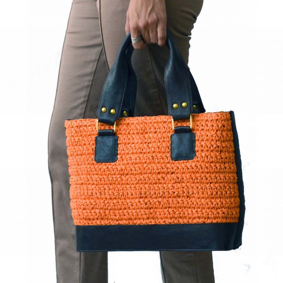 turuncu yazlik orgu canta 1