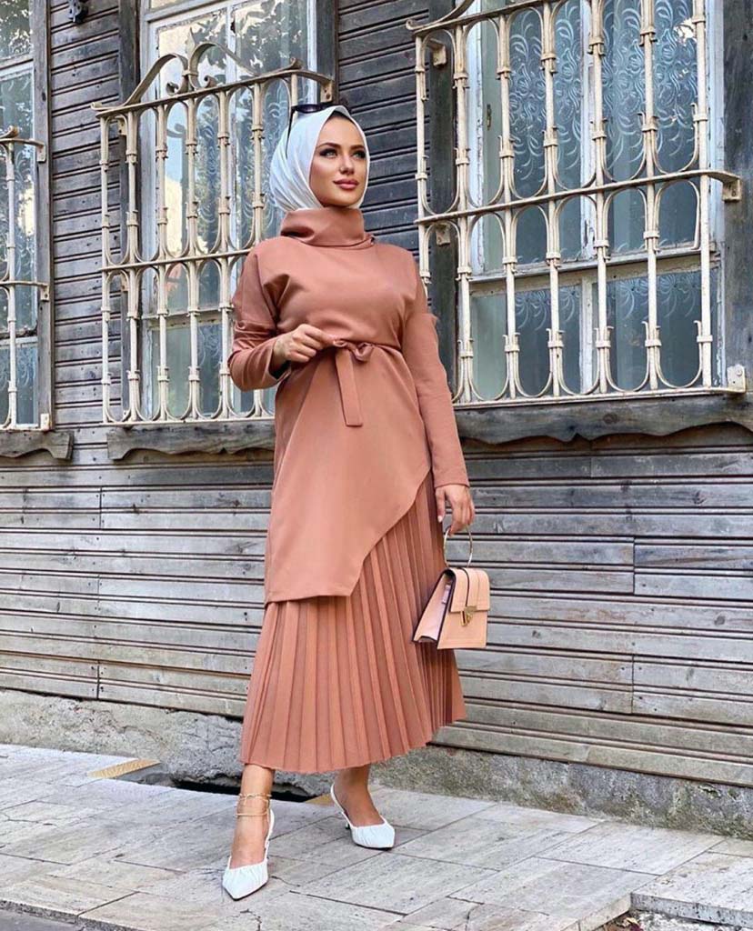 tesettür etek gömlek kombinleri 11 uzun tunik etek kombini tesettur