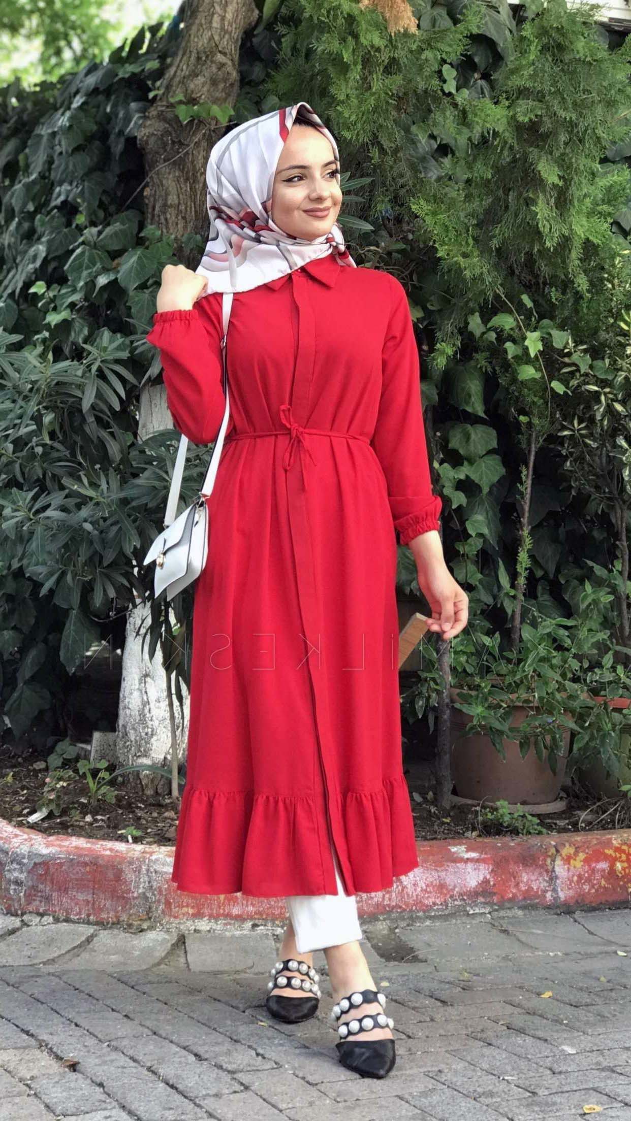 Desen Baskılı Uzun Tunik - Antrasit