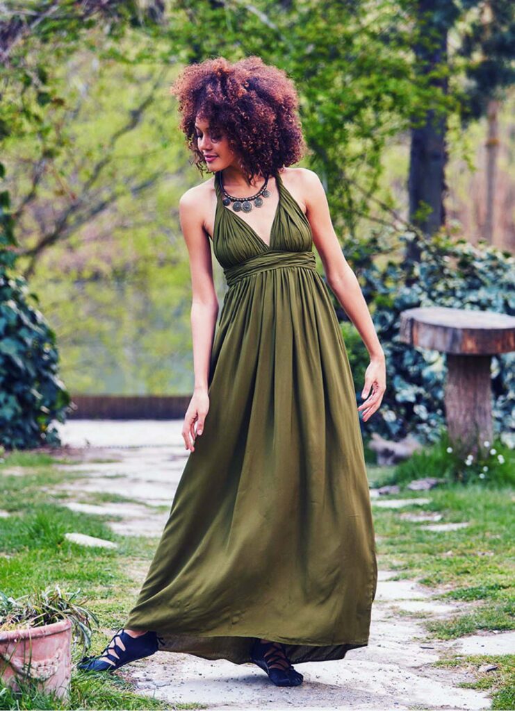 etnik elbise modelleri 12 yesil bohem elbise