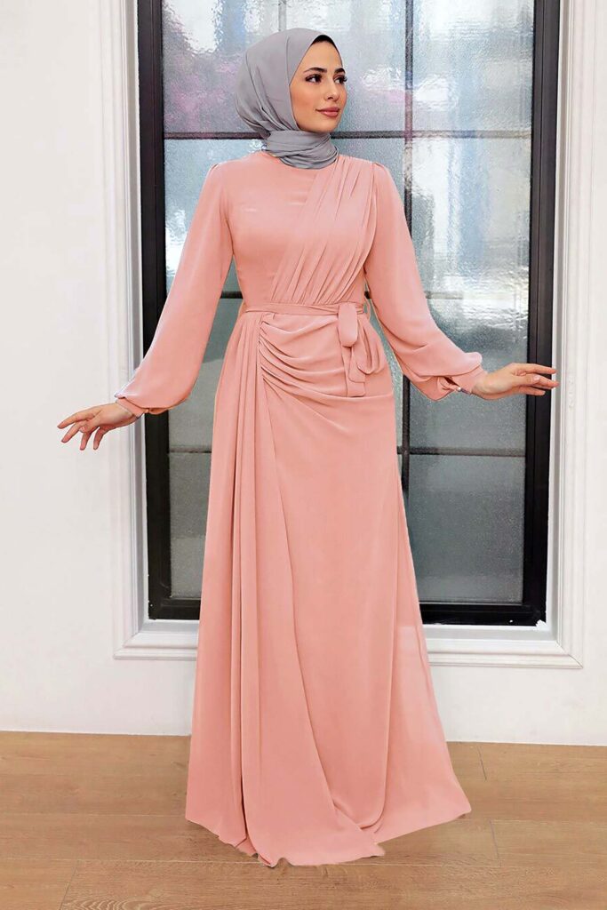 tesettür pudra elbise kombinleri 4 pudra elbise kombini