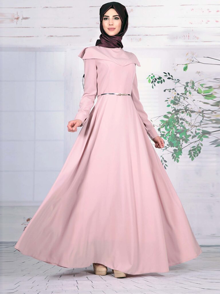 tesettür pudra elbise kombinleri 6 pudra rengi elbise