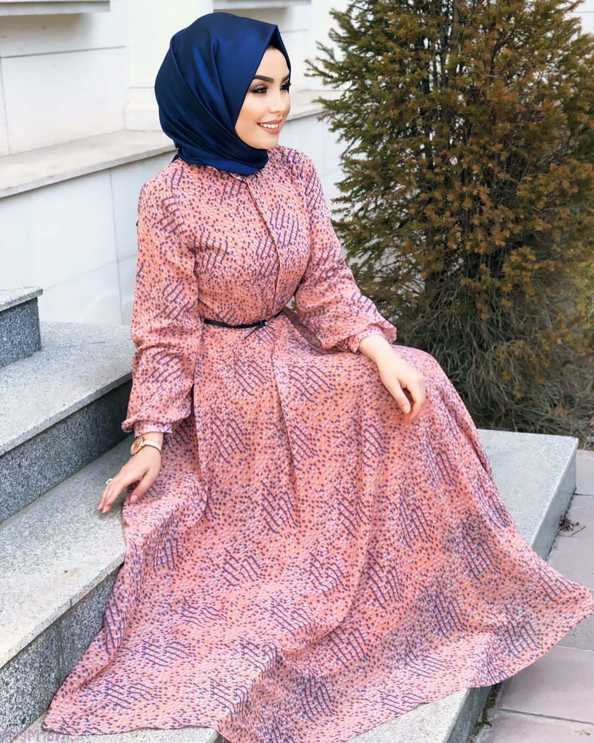 Tesettür Pudra Elbise Kombinleri 22 tesettur-pudra-elbise-kombini